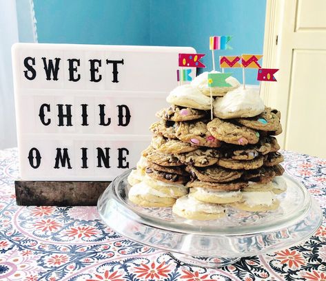 Stacked Cookies Cake, Cookies Stacked Like A Cake, Cookie Cake Tower, Cookie Stack Birthday Cake, Stacked Cookie Cake Birthday, Cookie Tower Cake, Stacked Cookie Cake, Espresso Cookies Recipe, Cookie Stack