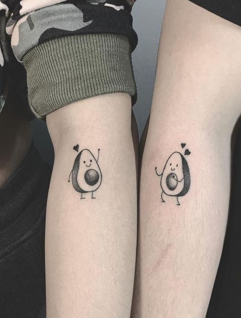 Avocado Tattoo, Cute Couple Tattoos, Small Couple Tattoos, Omerta Tattoo, Couples Tattoo Designs, Shape Tattoo, Couple Tattoo, Bff Tattoos, Matching Couple Tattoos