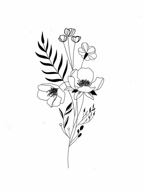 Meadow Flowers Tattoo, Flowers Tattoo Simple, Wildflower Border, Half Sleeve Tattoo Stencils, Back Of Arm Tattoo, Mini Toile, Flower Tattoo Back, Tattoo Simple, Flowers Tattoo