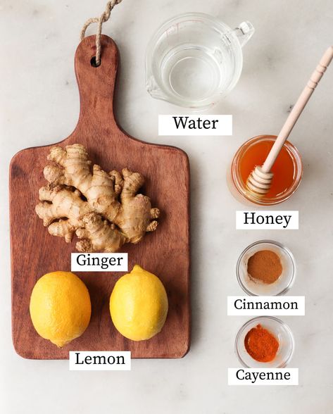 This Ginger Brew drink is simple to make and absolutely delicious. Use it to help soothe upset stomachs or sip when you want to enjoy a fun drink! Have it hot or cold! #cookathomemom Healthy Syrup, Meal Board, Immunity Shots, Ginger Honey Lemon, Best Smoothies, Ginger Drink, Ginger Shot, Ayurvedic Recipes, Wellness Shots