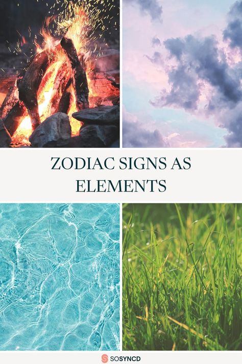 Today we look at the the zodiac signs as elements. There are four main elements in the world and in astrology: Fire, Water, Air, and Earth. Each element is associated with three specific zodiac signs, making up the twelve sun signs of the zodiac. So, check out the zodiac signs as elements and see how they work together. Elements Fire Water Air Earth, Air Signs Zodiac, Earth Signs Zodiac, Elemental Magick, Element Signs, Zodiac Elements, Understand Yourself, Sun Signs, Sign Meaning