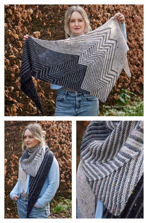 Electric Sheep Shawl Free Knitting Pattern - Knitting Pattern Shadow Knitting Patterns Free, Free Knitting Shawl Patterns For Women, Knit Shawls And Wraps Patterns Free, Easy Knit Shawl, Shadow Knitting, Free Knit Shawl Patterns, Sheep Knitting Pattern, Brioche Knitting Patterns, Modern Knitting Patterns