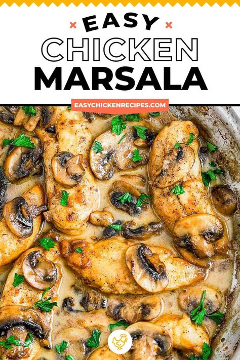 Easy Chicken Marsala Recipe, Company Chicken, Easy Chicken Marsala, Recipe With Mushrooms, Creamy Chicken Dish, Chicken Lombardy Recipes, Chicken Marsala Recipe, Chicken Marsala Easy, Chicken Lombardy