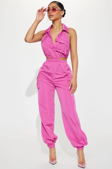 Hot Pink Jumpsuit, Hot Pink Fashion, Pink Jumpsuit, Bodysuit Fashion, In Hot, Pink Fashion, Jumpsuits For Women, Front Pocket, Fashion Nova