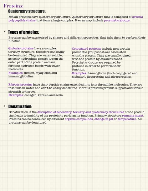 Proteins Notes, Proteins Biochemistry, Gcse Biology, Biochemistry Notes, Bio Notes, Learn Biology, Biology Revision, Science Study, Study Chemistry