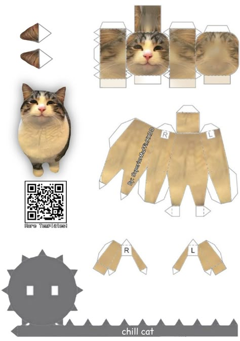 Chill Cat Papercraft [By: SuperiorMuffinXXDD] Paperized Cat, Cat Papercraft, Paper Cube, Cat Paper, Cat Template, Paper Cat, Paper Doll Printable Templates, Cat Printable, Paper Things