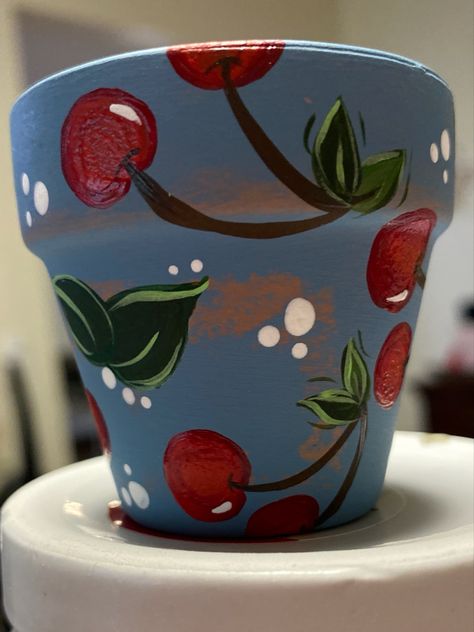 Art by Hervintageroots Fruit Painted Pots, Flower Pots Painting Ideas, Cute Flower Pot Painting Ideas, Hand Painted Pots Diy, Plant Pot Painting, Flower Pot Painting, Paint Garden Pots, Painting Pots, Painted Fruit