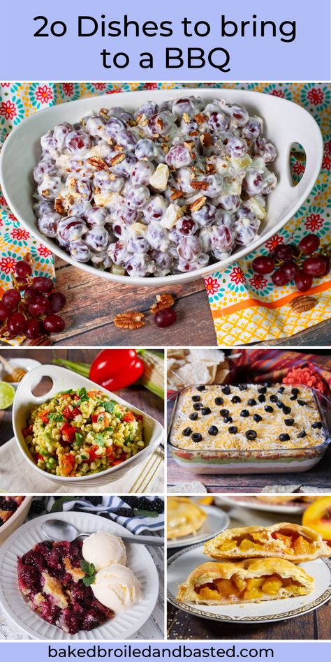 Summer is here and it is time to Barbecue. Here is a collection of 20 side dishes perfect for any barbecue. There is a little something for everyone. via @Baked Broiled and Basted Bar B Que Side Dishes, Barbaque Ideas Food, Picnic Sides, Summer Cookout Side Dishes, Bring To A Bbq, Southern Sides, Cookout Dishes, Bbq Desserts, Cookout Side Dishes