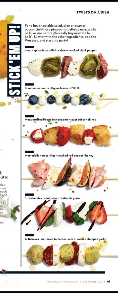 Fancy Skewer Appetizers, Individual Charcuterie Sticks, Mini Charcuterie Skewers, Snacks On Sticks, Cocktail Stick Food Appetizers, Easy Sharable Appetizers, Cocktail Stick Food, Charcuterie Sticks Ideas, Appetizers On A Stick Skewers