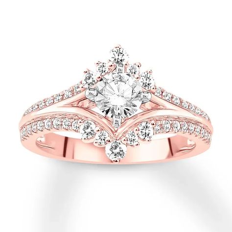 Kay Jewelers rose gold diamond engagement ring Moissanite Ring Set, Floral Engagement Ring, Rose Gold Morganite, Round Engagement Rings, Wedding Rings Rose Gold, Diamond Bridal Sets, Morganite Engagement, Dream Engagement Rings, Morganite Engagement Ring