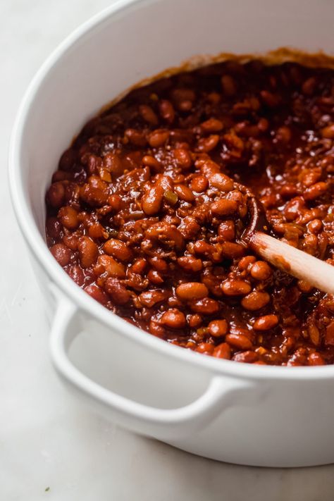 Smoky Southern Baked Beans Recipe | Little Spice Jar Southern Baked Beans, Baked Beans From Scratch, Bbq Baked Beans, Bbq Beans, Baked Beans Recipe, Homemade Beans, Bean Chili Recipe, Baked Bean Recipes, Beans Recipe