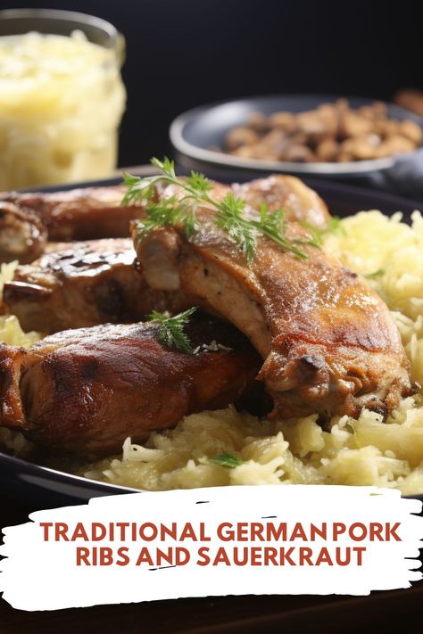 Traditional German Pork Ribs and Sauerkraut - Hungarian Chef Sauerkraut And Ribs, Sauerkraut And Ribs Recipe, Spare Ribs And Sauerkraut, Pork Ribs With Sauerkraut, Pork Ribs And Sauerkraut, Ribs With Sauerkraut, Ribs And Sauerkraut, German Sauerkraut Recipe, Pork And Sauerkraut Recipe