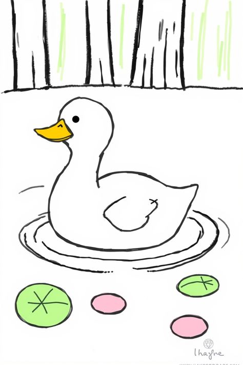 Check Out This Simple Duck Drawing In A Pond & 12+ Other Duck Drawing Ideas! #drawingideas #drawing Duck Sketch Easy, How To Draw A Duck, Duck Drawing Cute, Duck Drawing Easy, Draw Duck, Lil Drawings, Sea Turtle Drawing, Duck Drawing, Batman Drawing