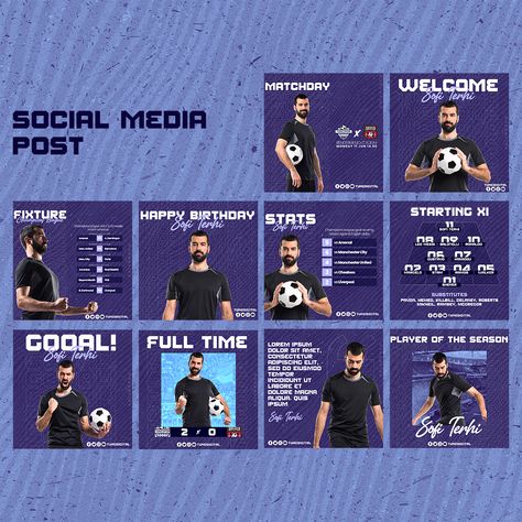 Soccer Instagram Post Ideas, Football Content Ideas, Football Social Media Design, Football Design Graphics, Soccer Social Media, Football Layout, Football Social Media, Football Marketing, Soccer Post