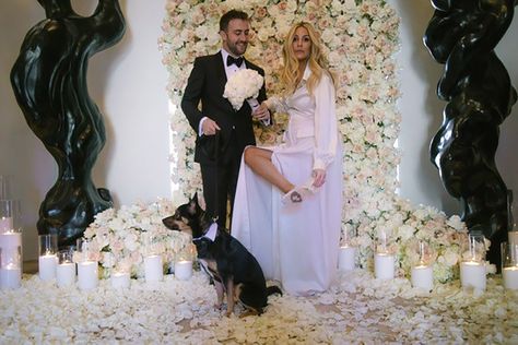 Morgan Stewart and Jordan McGraw Tie the Knot in Private Wedding Ceremony — See the Photos Morgan Stewart Wedding, Private Wedding Ceremony, Celebrity Brides, Morgan Stewart, Bridal Room, Celebrity Bride, Indoor Wedding Ceremonies, Elegant Bouquet, Expecting A Baby