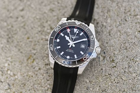 First Look: The new Longines HydroConquest GMT 43mm collection Blancpain Fifty Fathoms, Running In The Dark, Longines Hydroconquest, Total Darkness, Fifty Fathoms, Monochrome Watches, Small Watch, Skeleton Watches, Pilot Watch