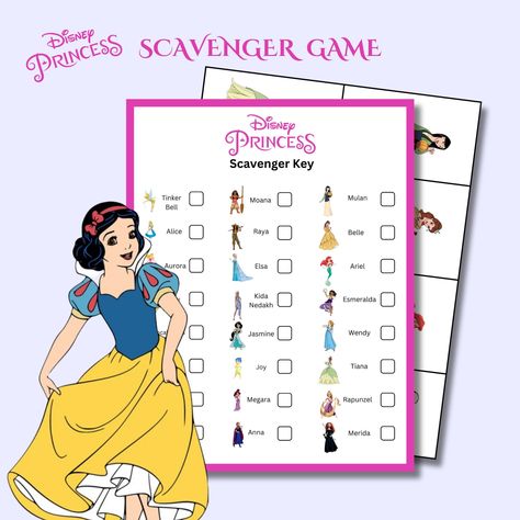 Princess Scavenger Hunt, Princesses Birthday Party, Magical Princess, Scavenger Hunt Games, Disney Birthday Party, Birthday Activities, Disney Birthday, Game Printable, Princess Birthday Party