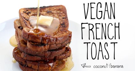 Made with coconut and banana! Just 7 ingredients, quick and easy to make, and tastes so much better than regular French toast! So creamy and rich this French toast tastes gourmet! Aldi Breakfast, Coconut And Banana, Vegan French Toast, Vegan French, Banana French Toast, Breakfast Vegan, Like Chicken, Tofu Scramble, Vegan Banana