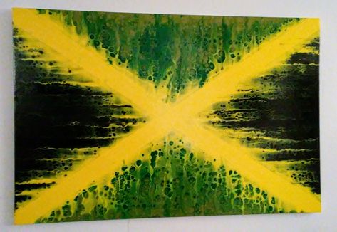 Jamaican Paintings, Bob Marley Artwork, Dominican Flag, Lash Logo, Flag Crafts, Jamaican Flag, Jamaica Flag, Flag Painting, Lashes Logo