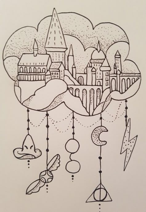 Harry Potter Art Drawings Easy, Hogwarts Castle Drawing, Castle Drawing Easy, Harry Potter Village, Harry Potter Sketch, Harry Potter Castle, Harry Potter Font, Harry Potter Art Drawings, Harry Potter Painting