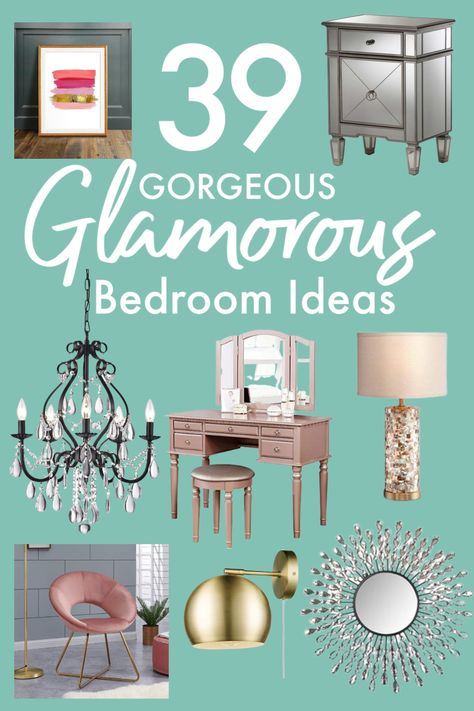 Blue Glam Bedroom, Glamorous Bedroom Ideas, Glam Boho Bedroom, Boujee Bedroom Ideas, Vintage Glam Bedroom, Hollywood Glam Bedroom, Cozy Glam Bedroom, Modern Glam Bedroom, Glam Apartment Decor