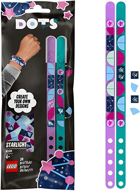 LEGO 41934 DOTS Starlight Bracelets Jewellery Set, DIY Wrist Band, Arts and Crafts for Kids : Amazon.co.uk: Toys & Games Lego Bracelet, Lego Dots, Beading For Kids, Diy Armband, Lego Store, Fun Bracelet, Colourful Tile, Buy Lego, Bracelet Kits