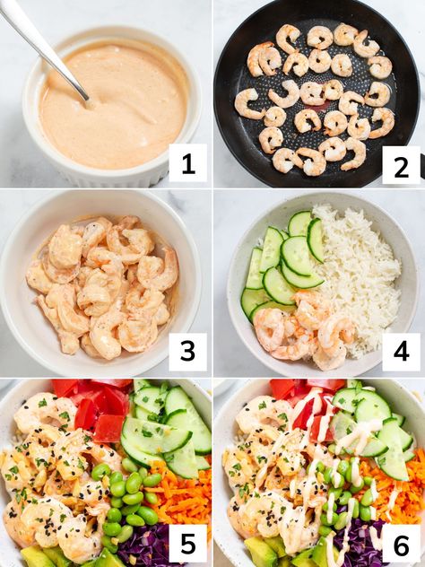 Spicy Shrimp Poke Bowl, Poke Bowl Lunch Prep, Homemade Poke Bowl Chicken, Shrimp And Crab Poke Bowl, Veggie Poke Bowl Recipe, Different Ways To Eat Salmon, Poke Bowl Marinade, How To Make Poke Bowl At Home, At Home Poke Bowl