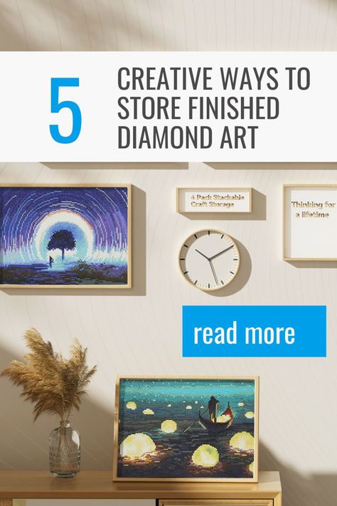 If you're a diamond art enthusiast, then you know the feeling of satisfaction that comes with finishing a masterpiece. But once your creation is complete, what's the best way to store it? In this blog post, we'll explore 5 clever storage ideas for diamond paintings will protect your artwork So whether you're looking for a new way to display your diamond art or just need some inspiration on how to keep it safe and secure, read on! Diamond Art Framing Ideas, Diamond Painting Storage Ideas, Diamond Painting Framing Ideas, Clever Storage Ideas, Create A Gallery Wall, Diamond Dotz, Art Enthusiast, Diamond Paintings, Art Storage