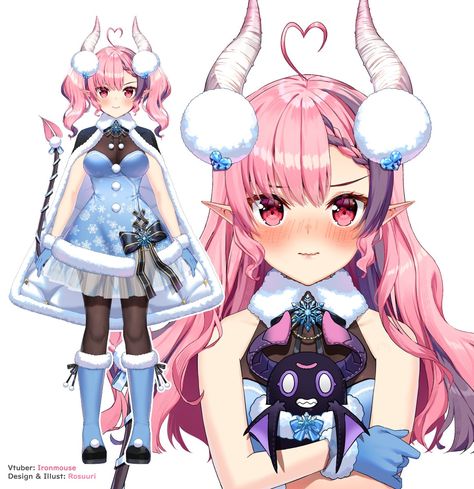 Vtuber Model Reference, Vtuber Reference, 2 Hairstyles, Vtuber Model, Snow Girl, Latest Hair Trends, Signature Ideas, Christmas Dolls, Christmas Costumes