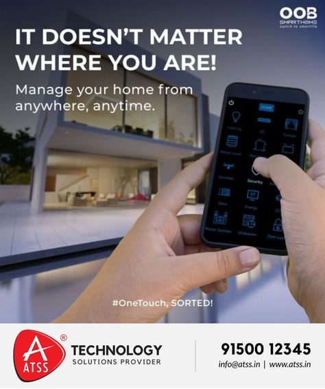 It doesn’t matter where you are when you your home is OOBSmartHome. Manage everything from your phone from anywhere, anytime! Experience #OneTouch. Switch to #SmartHome. For More Information Call 9150012345 | OobAutomation | Automation | Smarthome | Smarthomes |Automatic |OneTouch |SmartLife |Luxury |LuxuryHome |luxuryLiving |Startup |Innovative |Trending |Interior |InteriorTips |SmartLiving |Convenient |SmartIndia |atss |chennai Creative Marketing Campaign, Video Door Phone, Doorbell Camera, Minimal House Design, Home Automation System, Smart Home Automation, Smart Switches, Smart Lock, Security Solutions