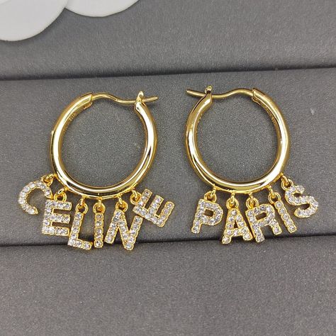 Earrings with 18K Yellow Gold & Diamonds Celine Triomphe, Diamonds Earrings, Precious Metal, Metal Earrings, 18k Gold, Diamonds, Yellow Gold, Yellow, High Quality