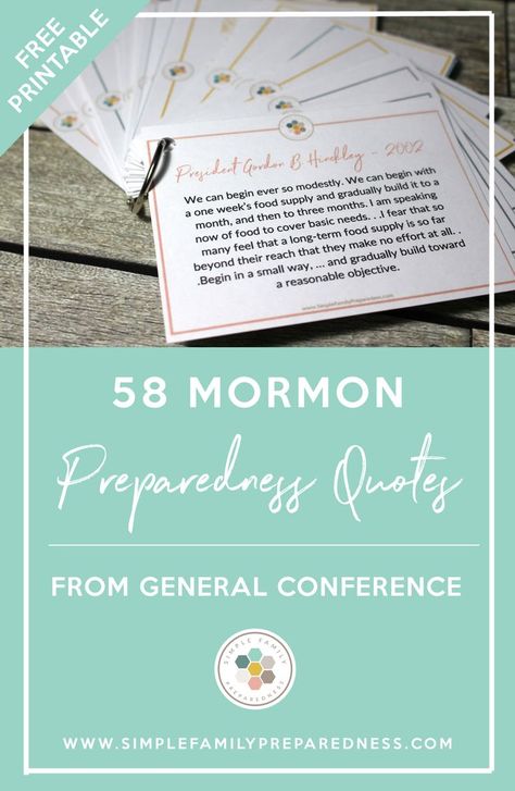 Mormon Preparedness Quotes | 58 Printable Mormon Preparedness Quotes from General Conference plus 32 more preparedness quotes from other great people via @https://www.pinterest.com/YOHSPrep/ Preparedness Quotes, Emergency Preparedness Food Storage, Provident Living, Emergency Preparedness Food, Emergency Prepardness, 72 Hour Kits, Relief Society Activities, Emergency Preparedness Kit, Visiting Teaching