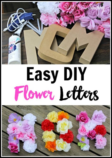 This easy DIY flower letter is a fun craft you can do with your older kids as DIY gift for mom, to celebrate spring, for a birthday or many other occasions. Spell out a word, name, initial, or monogram. Includes tutorial Flower Letters Diy, Mothersday Diy, Diy Gifts For Christmas, Number Crafts, Letters Diy, Letter Craft, Diy Fleur, Plant Party, Fleurs Diy