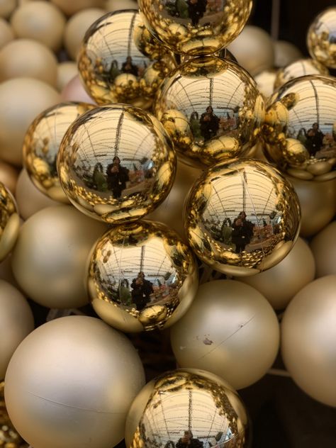 Gold Baubles, Orange Aura, Christmas Boutique, Jazz Lounge, Silver Baubles, Chrome Ball, Lights Ideas, Christmas Props, Boutique Ideas