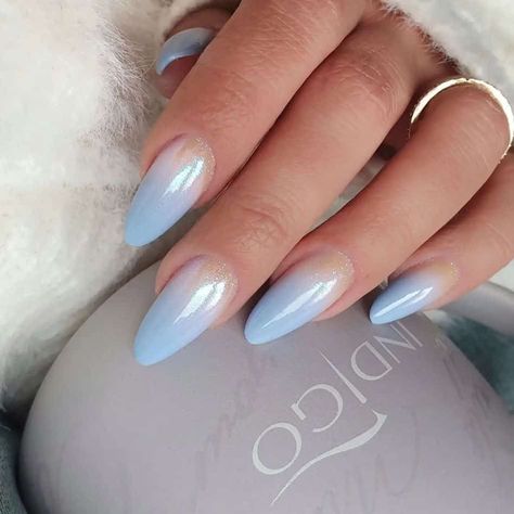 Nail Art Bleu, Blue Prom Nails, Blue Christmas Nails, Blue Ombre Nails, Blue And White Nails, Blue Glitter Nails, Unghie Sfumate, Light Blue Nails, Baby Blue Nails