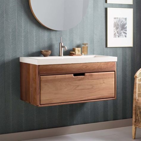 Topanga-Bathroom-Vanity-Walnut-Wall-Mount-VNA201-1 Luxury Bathroom Vanities, Bathroom Storage Units, Bathroom Vanity Base, Floating Vanity, Vanity Base, Wood Vanity, Floating Wall, Wall Mounted Vanity, Single Bathroom