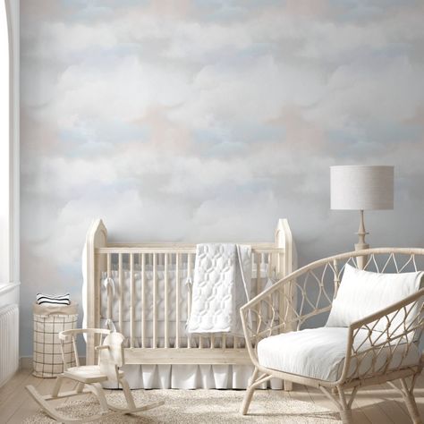 Elegant Watercolor Whimsical Clouds Light Gray Soft Clouds Aesthetic Wallpaper, Soft Clouds Aesthetic, Cloud Nursery Theme, Clouds Aesthetic Wallpaper, Light Gray Wallpaper, Nursery Clouds, Whimsical Clouds, Watercolor Whimsical, Clouds Light