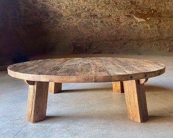 Rustic Reclaimed Coffee Table Round, Handmade Furniture and Decor, Round Coffee Table Wood, Patio Coffee Table Rustic Round Table - Etsy Rustic Round Table, Round Coffee Table Rustic, Oval Wood Coffee Table, Reclaimed Coffee Table, Coffee Table Rustic, Wood Coffee Table Rustic, Rustic Farmhouse Table, Wood Table Legs, Round Kitchen Table