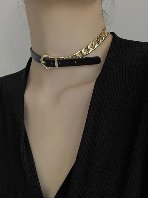 Original Cool Chain Leather Necklace&Bracelet Rockstar Jewelry, Prom Outfit Ideas, Casual Punk, Oc Clothes, Prom Outfit, Accessory Inspo, Music Festival Outfit, Modern Princess, Goth Jewelry