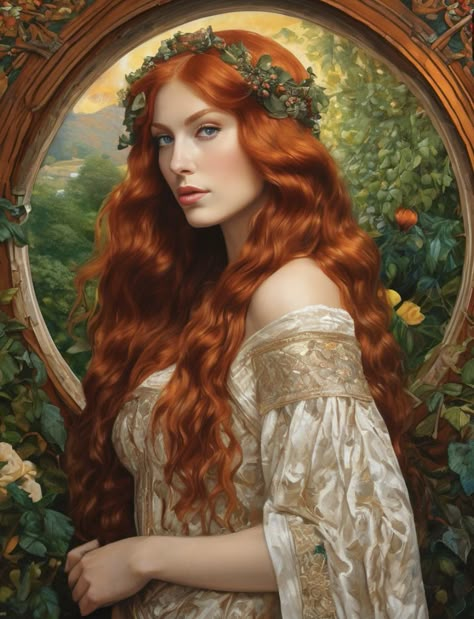 Blonde Hair Characters, Ginger Women, Antique Artwork, My Fantasy World, Goddess Hairstyles, Realistic Paintings, Beautiful Fairies, Vintage Beauty, Fantasy Character Design