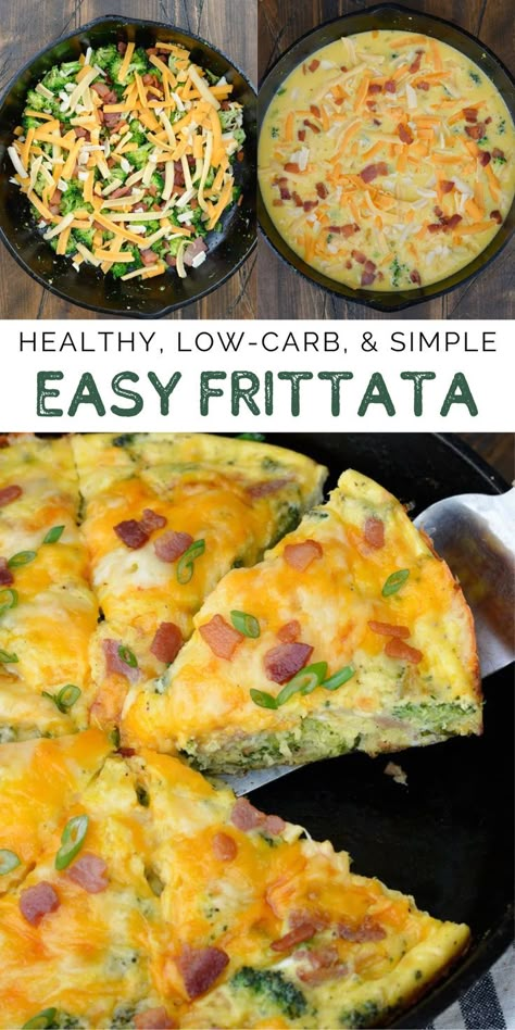 This Easy Frittata Recipe is packed with bacon, broccoli and cheddar cheese! Perfect for meal prep, brunch or a delicious weekend dinner. This low-carb recipe is naturally keto-friendly, gluten-free, and nut-free. Skip the crusty quiche and make this frittata for Easter, brunch, or your next get-together! Low Carb Breakfast For Dinner, Low Fodmap Frittata, Baked Egg Frittata Recipes, Make Ahead Frittata Recipes, Diebitic Meals Breakfast, Low Carb Brunch Ideas, Virta Friendly Recipes, Recipes For Diabetics Meals Easy, Keto Frittata Recipes