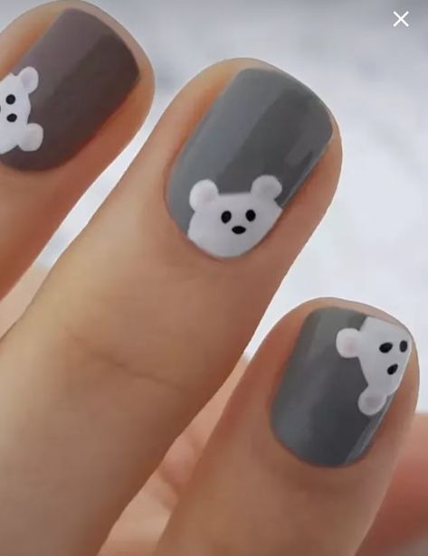 Nail Art Designs Teddy Bear, Bear Themed Nails, Teddy Nail Art, Cute Bear Nails, Teddy Nails, Teddy Bear Nail Art, Teddy Bear Nails, Bear Nail Art, Bear Nails