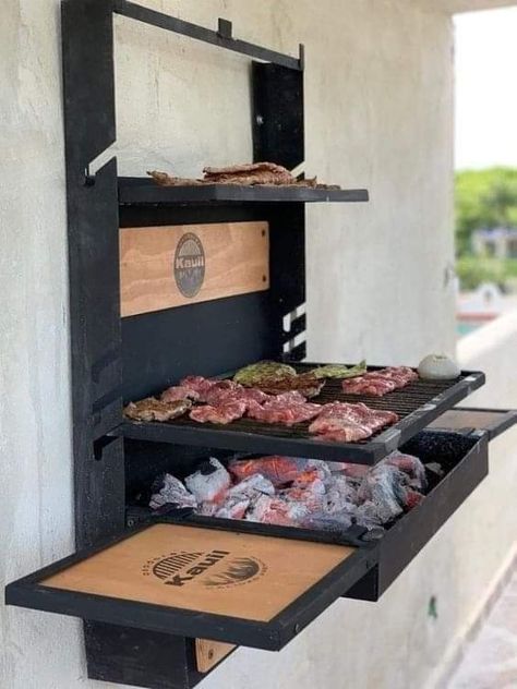 شواية فحم, Barbecue Design, Outdoor Bbq Grill, Bbq Grill Design, Outdoor Bbq Kitchen, Bbq Kitchen, Diy Kitchen Island, Landscape Designs, Small Balcony Ideas