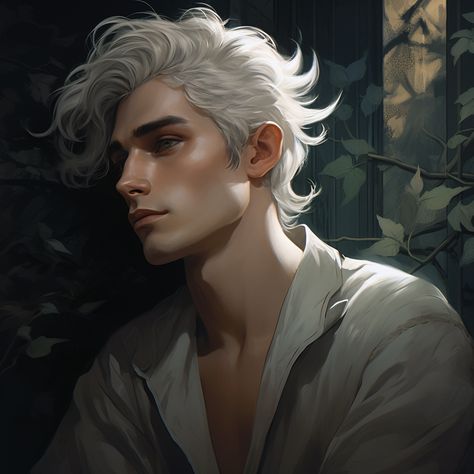 Character Inspiration Male White Hair, White Hair Warrior Male, White Hair Dnd Character Male, Silver Hair Male Character, Man With White Hair Art, White Haired Man Art, Older Male Character Inspiration, Male Character White Hair, White Hair Blue Eyes Boy