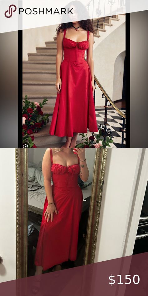 House of CB Carmen Dress Red Carmen Dress, House Of Cb Dresses, Gorgeous Houses, Red House, House Of Cb, Dress Red, Perfect Dress, Red Dress, Midi Dress