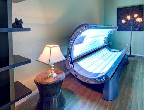 At Home Tanning Room, Tanning Bed Rooms At Home, Tanning Bed Rooms, In Home Spray Tan Room, Tanning Beds, Tanning Bed Room, Tan Bedroom, Tanning Room, Tanning Bed