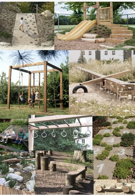 Steiner Outdoor Play Spaces, Outdoor Play Environment, Bored Kids Ideas Indoor Activities, Outdoor Daycare Ideas, Nature Scape Playground, Natural Play Areas For Kids, Kids Natural Playground, Organic Playground, Eyfs Outdoor Area On A Budget