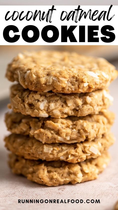 4 Ingredient Crispy Coconut Oatmeal Cookies, Coconut Cookies Healthy, Coconut Oatmeal Cookies Recipes, Coconut Flakes Recipe, Work Treats, Coconut Oatmeal Cookies, Deserts Recipes, Oatmeal Coconut Cookies, Cookie Recipes Chewy