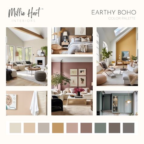 Earthy Boho Benjamin Moore Paint Palette, Interior Paint Colors for Home, Earthy Neutrals, White Sand - Etsy Boho Paint Colors, Boho Color Scheme, Neutral Interior Paint Colors, Colors For Home, Color Palette Interior Design, Sherwin Williams Color Palette, Sherwin Williams Paint, House Color Palettes, Interior Design Color