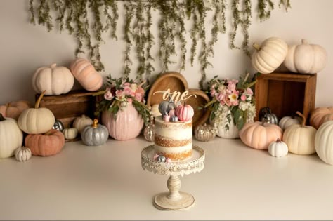 1st Birthday Pumpkin Photo Shoot, Boho Fall Cake Smash, Boho Pumpkin 1st Birthday, Fall Theme First Birthday Photoshoot, Cake Smash Fall Theme, Our Pumpkin Is Turning One Cake, 1st Birthday Party Ideas November, October First Birthday Photoshoot, Boho Pumpkin Birthday Party